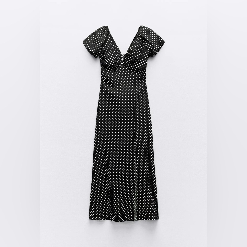 Linen Black Polka Dot Dress